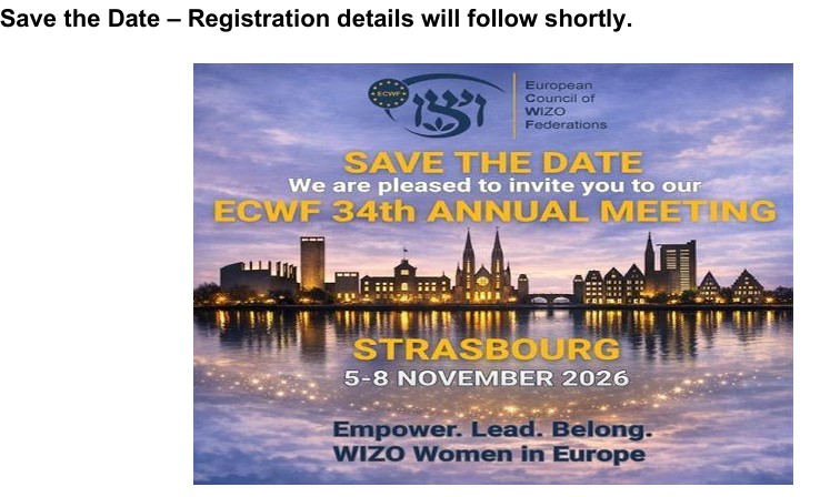 ECWF ANNUAL MEETING 5 – 8 November 2026 – Strasbourg/France – SAVE THE DATE